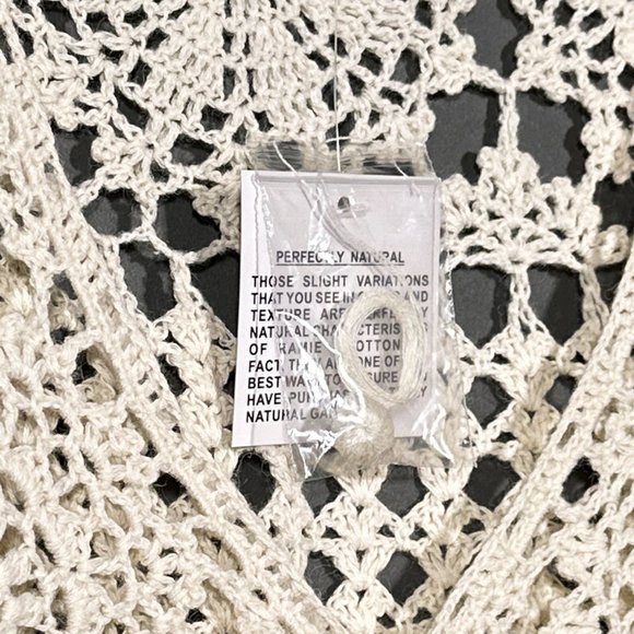 Newport News Sweater Top Crochet Cream/Antique White V Neck Size XS - Picture 6 of 8